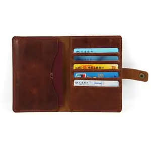 Cartera de viaje para pasaporte de cuero genuino, personalizada, clase A, caballo loco