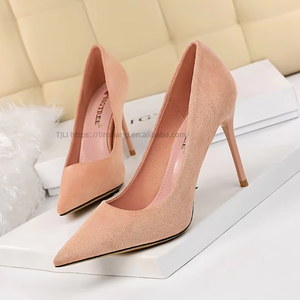 Escarpins sexy pour femmes en daim, à bout pointu et talon haut, avec amorti, style mode et élégant - Product Image 3