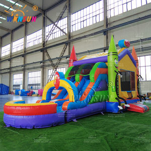 Casa de rebote de fiesta inflable semicerrada ecológica personalizada de alta calidad, Crayón de Castillo de salto, tobogán seco combinado de 5*5*4M - Product Image 6