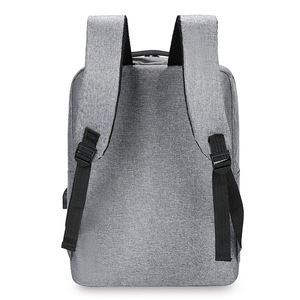 Laptop Backpack With Usb Charging Gray Solid Color Unisex Business Travel Shoulder Straps Spring 2025 - Product Image 1