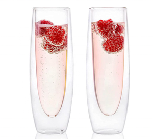 Verres de <span class=keywords><strong>flûte</strong></span> à Champagne à <span class=keywords><strong>Double</strong></span> paroi sans tige, verres à vin étincelant sans tige, <span class=keywords><strong>flûte</strong></span> à vin - Product Image 1