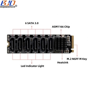 6 * Sata 3.0 Connector Naar Ngff <span class=keywords><strong>M</strong></span>.2 Key-<span class=keywords><strong>M</strong></span> Nvme Interface Adapter Uitbreidingskaart 6Gbps Asm1166 Met Heatsink Voor Harde Schijf - Product Image 3