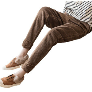 <span class=keywords><strong>Pantaloni</strong></span> Invernali da Donna in Velluto Felpato di Poliestere Pesante - Vita Alta, Vestibilità Skinny, Lunghezza alla Caviglia, Taglio Harem a Carota - Product Image 4