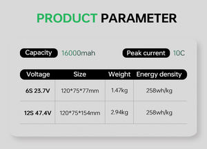 Популярный литий-полимерный аккумулятор большой емкости 16000 мАч, 25C/20C, 6S/12S, с высокой токоотдачей, для сельскохозяйственных дронов и БПЛА - Product Image 3