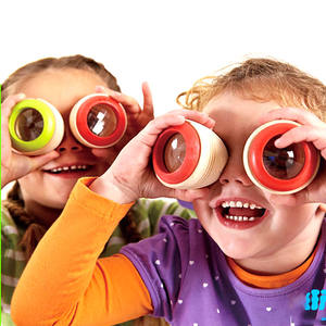 魔法のカラフルな子供用ミニ最高の教育玩具天然木DIY卵形万華鏡メガネ - Product Image 4