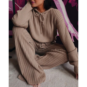 Yiwu Youke abbigliamento donna autunno 2023 donna autunno felpe con cappuccio e felpe tinta unita taglie forti da Jogging felpa Casual in maglia con cappuccio - Product Image 3