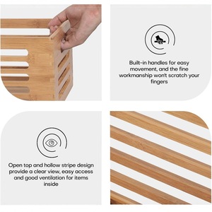 Caja de almacenamiento hueca de bambú, organizador de ropa rectangular sin tapa para el hogar, dormitorio, sala de estar, baño, cosméticos - Product Image 4