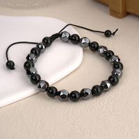 Bracelet tendance en obsidienne noire et œil de tigre pour hommes et femmes, bijoux en pierre de lave, cristal de guérison, unisexe, ajustable, pierre porte-bonheur