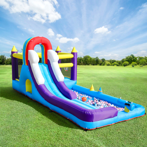 Scivolo Gonfiabile Acquatico Combo con Scivolo, Parete da Arrampicata, Ostacoli, Trampolino, Piscina di Palline e Spruzzi d'Acqua - Product Image 2