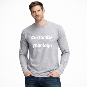 T-shirts à manches longues imprimés coupe classique 100 % coton respirant anti-plis anti-boulochage formels et décontractés avec logo personnalisable - Product Image 1