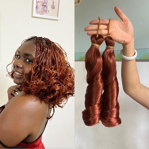 Extensions de Cheveux à Tresser Bouclés Bob Soyeux Spirale Synthétique Style Bohème, Ondulés en Vrac au Crochet, 150g/paquet - Product Image 2