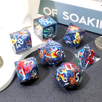 Ensemble de dés polyédriques en résine durable, écologiques, gravés et peints à la main sur le thème du dragon de luxe, 7 pièces pour TTRPG DnD-PW2