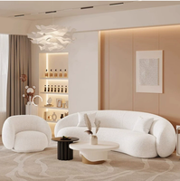 Nouveau design de meubles pour la maison, prix bas, grand canapé sectionnel moderne confortable en velours blanc crème, trois places, capitonné, semi-circulaire