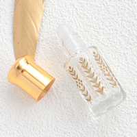 Flacons cylindriques en verre doré de 3 ml, 6 ml, 12 ml, transparents, sérigraphiés, pour échantillons d'huiles essentielles et de parfums, en gros