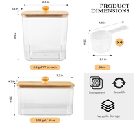 Conteneur pour capsules de lessive et support pour feuilles de séchage, bocaux d'organisation et de rangement carrés en acrylique pour buanderie avec couvercles en bambou