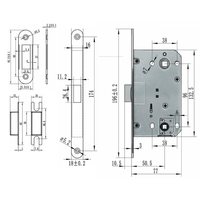 BBDHOME WC porte de salle de bain milieu 9650 PVC plastique loquet boulon Satin Nickel mortaise serrure corps