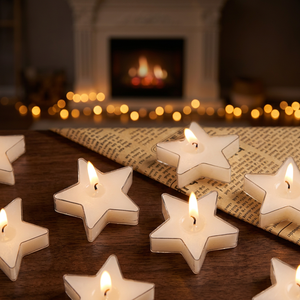 Ensemble de bougies étoiles blanches en paraffine sans flamme, sans gouttes, pour décoration intérieure de Noël - Product Image 1