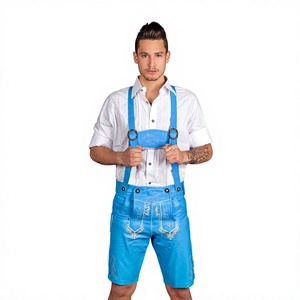 Lederhosen Bávaros para Hombre, de Cuero Genuino de Vaca, para el Oktoberfest, Cintura Alta, Cierre de Botones, Color Sólido, Ecológicos, Transpirables - Product Image 1