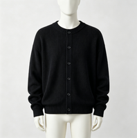 Vente en gros de pulls en tricot pour hommes sur mesure, col rond côtelé, boutons sur le devant, tricot surdimensionné, adapté à l'automne et à l'hiver
