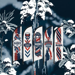 Bandera Publicitaria Personalizable Tipo Swooper para Playa, Decoración Exterior, Bandera de Peluquería, Estilo Retro, Ala de Pluma, Poliéster - Product Image 3
