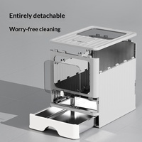 Toilette pour animaux entièrement fermée, facile à nettoyer, bac à litière pour chat en PP, design tiroir en acier inoxydable, taille extra-large, anti-éclaboussures