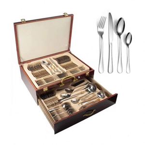 Hot Selling 72-Piece Crown Stainless Steel Cutlery Set 1010 Steak Knife <b>Fork</b> Spoon Reusable Tableware with Cross <b>Border</b> Gift Box - Product Image 2