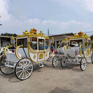 Chariot de Mariage de Luxe en Forme de Cheval Blanc, Chariot Royal en Forme de Citrouille à 4 Roues Électrique Traîné par des Chevaux à Vendre - Product Image 4