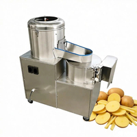 Automatische aardappel schil- en snijmachine, commerciële friet snijmachine, roestvrijstalen zoete aardappel en taro snijmachine