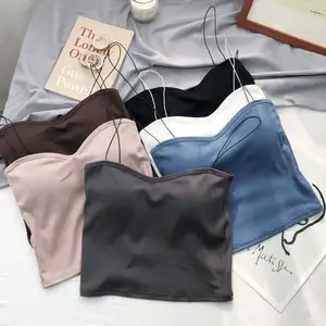 TY Sexy Thin Breathable Chest Pad Wearing Comfortable Underwear Thin Strap Beautiful Back Camisole Tube Top Women Sling Tank Top