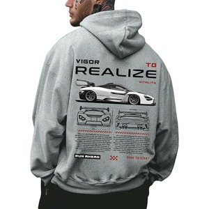 <span class=keywords><strong>Felpa</strong></span> Oversize Personalizzata OEM per Uomo, Pullover in Cotone con Stampa Bilaterale di Auto da Corsa, <span class=keywords><strong>Felpa</strong></span> Casual Personalizzata ODM - Product Image 1