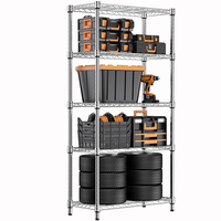 Étagère utilitaire en acier chromé robuste MZG 1250 lbs à 5 niveaux, organiseur en acier, étagère à fils pour garage