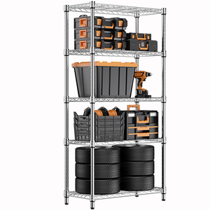 MZG 1250 lbs Steel Heavy Duty 5-Tier Utility Chrome Shelving <b>Unit</b> Steel Organizer Wire Rack for Garage - Product Image 1