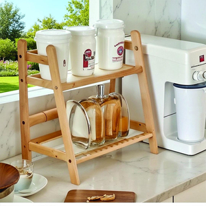 Modern Rectangle Bamboo Plant Stand with <b>Ladder</b> Display 2-Tier for Home Flower Pot Display - Product Image 5