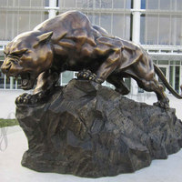 YOUFINE Grande taille réelle Bronze panthère Sculpture noir Animal Statue pour jardin extérieur Art déco Antique Grande vente
