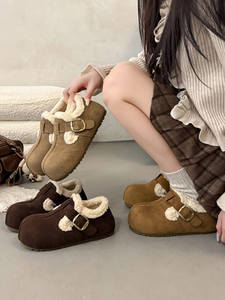 <span class=keywords><strong>Stivaletti</strong></span> da Donna con <span class=keywords><strong>Tacco</strong></span> Nascosto in Microfibra Autunno Inverno 2025 Nuovo Stile Foderati in Pile Suola Spessa Caldi Stivali da Neve con Dettagli Metallici - Product Image 5