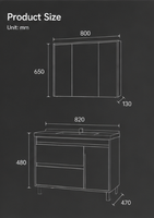 Meuble-lavabo mural moderne en marbre avec miroir LED et vasque intégrée pour hôtel, appartement, villa – Personnalisable