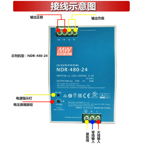 หมายถึงดี Ndr-480-24/48V แหล่งจ่ายไฟแบบสลับอุตสาหกรรม24V 48V 20A ติดตั้งราง DIN เอาต์พุตเดี่ยว - Product Image 4