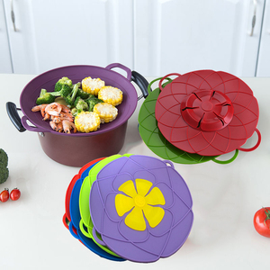 3 Diseños de Utensilios de Cocina, Tapas de Silicona con Forma de Flor, Libres de BPA, Antiderrames, Tapas para Ollas - Product Image 1