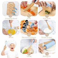 Mini ustensiles de cuisine et de pâtisserie pour tout-petits, ensemble de cuisine en bois pour enfants, kit Montessori, ensemble de pâtisserie en silicone avec tablier