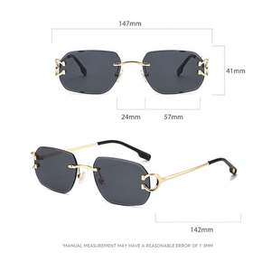 Gafas de Sol Cuadradas de Aleación Vintage 2025 con Logotipo Personalizado para Mujer, Gafas de Sol Poligonales sin Montura con Protección UV400 para Hombre - Product Image 6