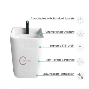 Nouveaux éviers en céramique lavabo de salle de bains lavabo mural à piédestal Unique lavabo de luxe suspendu au mur avec vanité - Product Image 1