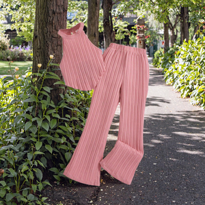 2024 été nouvelle <span class=keywords><strong>fille</strong></span> ensemble décontracté solide rose huit <span class=keywords><strong>ans</strong></span> <span class=keywords><strong>fille</strong></span> cou suspendu sans manches haut <span class=keywords><strong>pantalon</strong></span> worested taille 8-12 <span class=keywords><strong>ans</strong></span> - Product Image 2