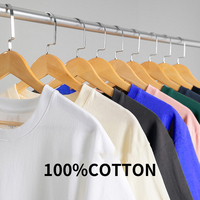 T-shirt ample à manches courtes en coton épais pour jeunes Couleur unie Décontracté Polyvalent Manches à épaules dénudées
