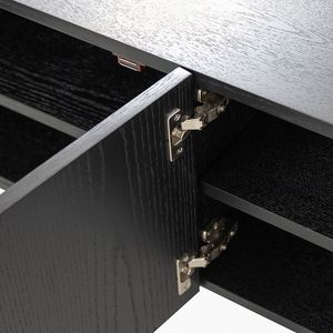 AJUNION <span class=keywords><strong>Meuble</strong></span> <span class=keywords><strong>TV</strong></span> moderne du milieu du siècle Table <span class=keywords><strong>TV</strong></span> en bois <span class=keywords><strong>Meuble</strong></span> multimédia de salon Placage de chêne <span class=keywords><strong>Meuble</strong></span> <span class=keywords><strong>TV</strong></span> en MDF avec pieds en métal - Product Image 5