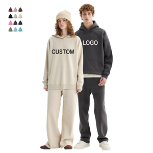 Sweat-shirts en molleton pour hommes avec logo personnalisé 350G, très vendus, de haute qualité, surdimensionnés, épaules tombantes, sans cordon de serrage, colorés - Product Image 1