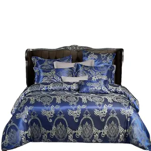 Single Twin Full Queen Luxury European Paisley Damask Design Satin Silk Jacquard Bedding Duvet Cover Bed sheets Set