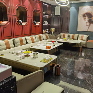 Conjunto de Sofá y Mesa de Centro de Cuero Genuino Personalizado para Bar, Cafetería, Sala de Karaoke, Cine, Cabina, Sala Privada de KTV de Lujo - Product Image 5