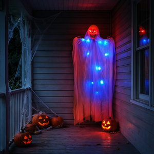 Animatrónico <span class=keywords><strong>de</strong></span> Halloween: Esqueleto Colgante con Luz Azul Brillante, Esqueleto Oscilante, Decoración para Fiesta <span class=keywords><strong>de</strong></span> Halloween - Product Image 5