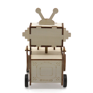 Kit de robot aspirateur en bois, 180mm x 95mm x 155mm, jouet scientifique manuel pour enfants, modèle éducatif - Product Image 2