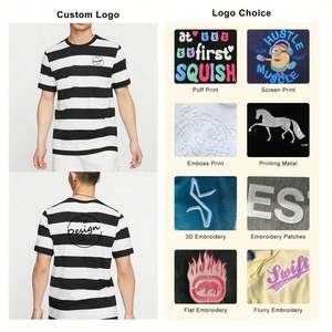 Moda de alta calidad Casual algodón raya Patchwork hombres Ropa Camisetas para logotipo personalizado rayas camisetas hombres - Product Image 3